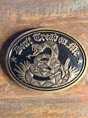 Brass Toned and Black Don’t Tread On Me Snake Belt Buckle